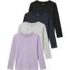 image:imageReal Essentials 4 Pack Girls Cotton Long Sleeve Crew Neck TShirt  Athletic Tee Shirt for Teens Kids Youth Ages 416Set 7