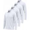 image:imageReal Essentials 4 Pack Mens Long Sleeve Polo Shirts for Men  Cotton Pique Collared Athletic Golf Shirt Work amp CasualWhite  White  White  White