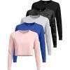 image:imageReal Essentials 5 Pack Womens DryFit Long Sleeve Crop Top  Running Workout Gym Athletic Crew Neck Shirt Plus AvailableSet 3