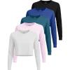 image:imageReal Essentials 5 Pack Womens DryFit Long Sleeve Crop Top  Running Workout Gym Athletic Crew Neck Shirt Plus AvailableSet 5