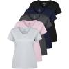 image:imageReal Essentials 5 Pack Womens DryFit Short Sleeve V Neck T Shirt Workout Fitness Yoga Top Tee Available in Plus SizeSet 6
