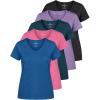 image:imageReal Essentials 5 Pack Womens DryFit Short Sleeve V Neck T Shirt Workout Fitness Yoga Top Tee Available in Plus SizeSet 7