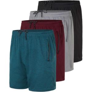 image:image4 Pack Mens 5 Mesh Running Shorts with Zipper Pockets5inch  Set 7