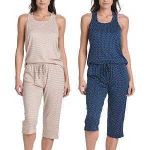 image:imageReal Essentials 2 Pack Womens Tank Top amp Capri Pajama Set  SuperSoft Sleeveless Summer Loungewear PlusSet 4