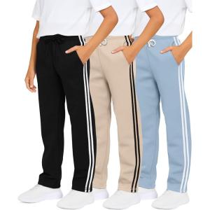 image:imageReal Essentials 3 Pack Boys Cotton Fleece Sweatpants  Open Bottom Athletic Pants with Pockets for Teens amp Kids Size 418Set 9