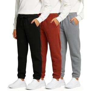 image:imageReal Essentials 3 Pack Boys Fleece Athletic Jogger Sweatpants  Kids Teens Active Athletic Pants with Pockets Size 620Set 1