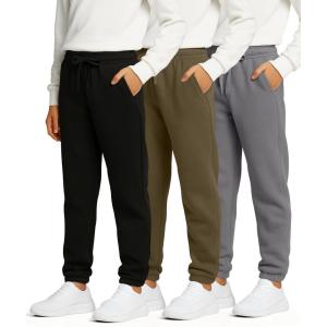 image:imageReal Essentials 3 Pack Boys Fleece Athletic Jogger Sweatpants  Kids Teens Active Athletic Pants with Pockets Size 620Set 3