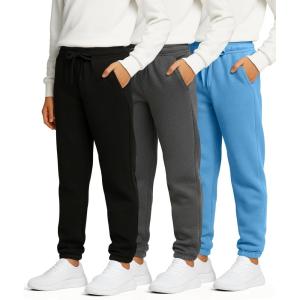 image:imageReal Essentials 3 Pack Boys Fleece Athletic Jogger Sweatpants  Kids Teens Active Athletic Pants with Pockets Size 620Set 4
