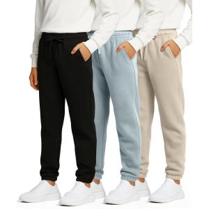 image:imageReal Essentials 3 Pack Boys Fleece Athletic Jogger Sweatpants  Kids Teens Active Athletic Pants with Pockets Size 620Set 5