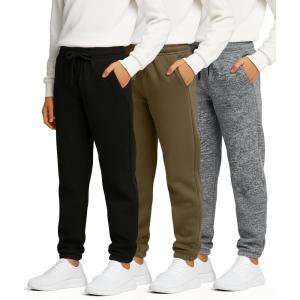 image:imageReal Essentials 3 Pack Boys Fleece Athletic Jogger Sweatpants  Kids Teens Active Athletic Pants with Pockets Size 620Set 7
