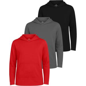 image:imageReal Essentials 3 Pack Boys Hoodies  Youth Mesh Long Sleeve Sweatshirts with Pocket for Kids amp TeensSet 5