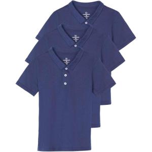 image:imageReal Essentials 3 Pack Boys Short Sleeve Jersey Cotton Polo Shirt  Uniform Youth Dress Shirt Ages 418Set 1