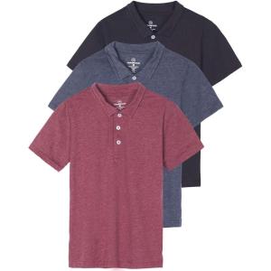 image:imageReal Essentials 3 Pack Boys Short Sleeve Jersey Cotton Polo Shirt  Uniform Youth Dress Shirt Ages 418Set 5