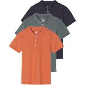 image:imageReal Essentials 3 Pack Boys Short Sleeve Jersey Cotton Polo Shirt  Uniform Youth Dress Shirt Ages 418Set 6