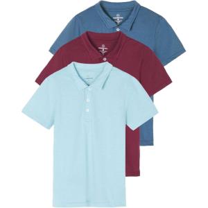 image:imageReal Essentials 3 Pack Boys Short Sleeve Jersey Cotton Polo Shirt  Uniform Youth Dress Shirt Ages 418Set 7