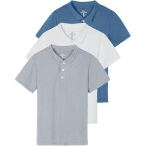 image:imageReal Essentials 3 Pack Boys Short Sleeve Jersey Cotton Polo Shirt  Uniform Youth Dress Shirt Ages 418Set 8