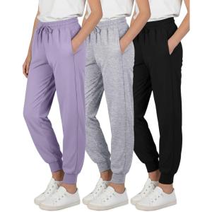 image:imageReal Essentials 3 Pack Girls DryFit Jogger Sweatpants  Kids Teens Running Athletic Pants with Pockets Sizes 416Set 10
