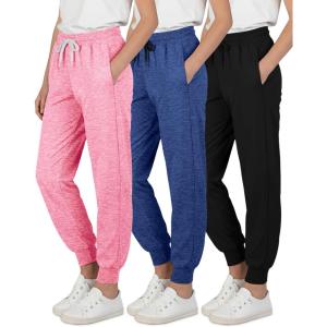 image:imageReal Essentials 3 Pack Girls DryFit Jogger Sweatpants  Kids Teens Running Athletic Pants with Pockets Sizes 416Set 2