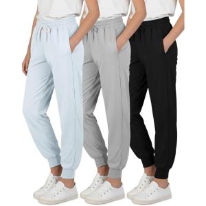 image:imageReal Essentials 3 Pack Girls DryFit Jogger Sweatpants  Kids Teens Running Athletic Pants with Pockets Sizes 416Set 3