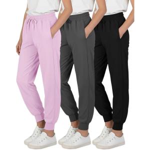 image:imageReal Essentials 3 Pack Girls DryFit Jogger Sweatpants  Kids Teens Running Athletic Pants with Pockets Sizes 416Set 4