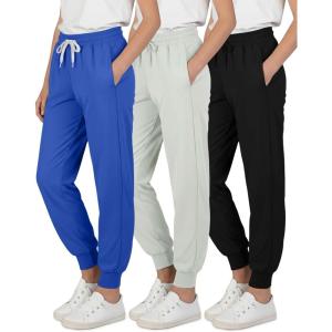 image:imageReal Essentials 3 Pack Girls DryFit Jogger Sweatpants  Kids Teens Running Athletic Pants with Pockets Sizes 416Set 8