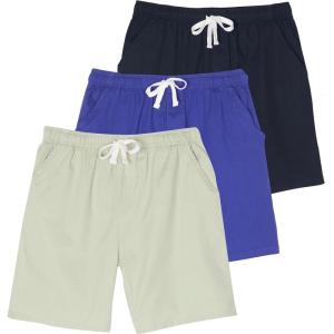 image:imageReal Essentials 3 Pack Mens 7 Cotton Chino Golf Walking Shorts Elastic Waist Drawstring Back Pockets Casual Lounge HybridSet 2