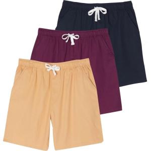 image:imageReal Essentials 3 Pack Mens 7 Cotton Chino Golf Walking Shorts Elastic Waist Drawstring Back Pockets Casual Lounge HybridSet 5