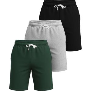 image:imageReal Essentials 3 Pack Mens Cotton 7 French Terry Lounge Sweat Shorts  Sleep Casual Shorts Pockets Big amp Tall AvailableSet 2