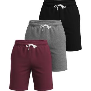 image:imageReal Essentials 3 Pack Mens Cotton 7 French Terry Lounge Sweat Shorts  Sleep Casual Shorts Pockets Big amp Tall AvailableSet 7