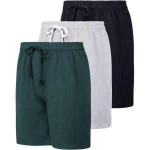 image:imageReal Essentials 3 Pack Mens Cotton 9 French Terry Casual Lounge Sweat Shorts with Pockets Available in Big amp TallSet 1