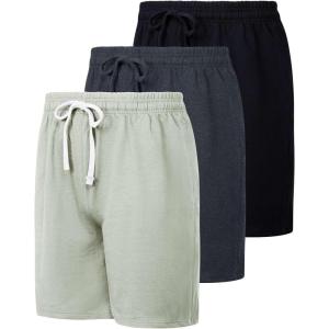 image:imageReal Essentials 3 Pack Mens Cotton 9 French Terry Casual Lounge Sweat Shorts with Pockets Available in Big amp TallSet 3