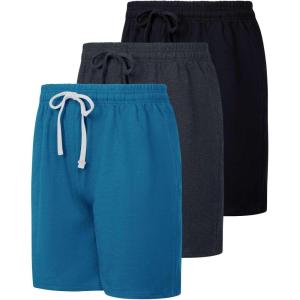 image:imageReal Essentials 3 Pack Mens Cotton 9 French Terry Casual Lounge Sweat Shorts with Pockets Available in Big amp TallSet 4