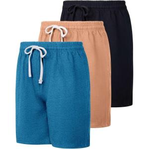 image:imageReal Essentials 3 Pack Mens Cotton 9 French Terry Casual Lounge Sweat Shorts with Pockets Available in Big amp TallSet 5