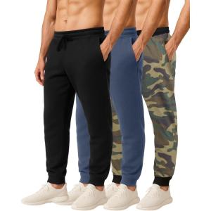 image:imageReal Essentials 3 Pack Mens Cotton Fleece Jogger Sweatpants  Athletic Pants Bottoms with Pockets Big amp Tall AvailableSet G