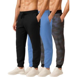 image:imageReal Essentials 3 Pack Mens Cotton Fleece Jogger Sweatpants  Athletic Pants Bottoms with Pockets Big amp Tall AvailableSet H