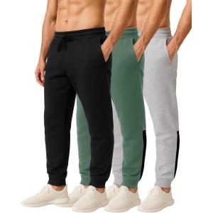 image:imageReal Essentials 3 Pack Mens Cotton Fleece Jogger Sweatpants  Athletic Pants Bottoms with Pockets Big amp Tall AvailableSet J