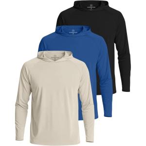image:imageReal Essentials 3 Pack Mens Long Sleeve Rash Guard Hoodie  SPF UV Sun Protection Workout Fishing Swim Shirts Big amp TallSet 2