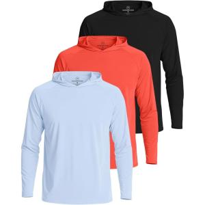 image:imageReal Essentials 3 Pack Mens Long Sleeve Rash Guard Hoodie  SPF UV Sun Protection Workout Fishing Swim Shirts Big amp TallSet 4