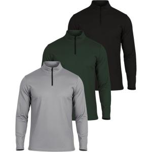 image:imageReal Essentials 3 Pack Mens Mesh Long Sleeve Athletic Quarter Zip Pullover  Outdoor UPF 50 Available in Big amp TallSet 6