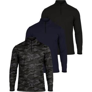 image:imageReal Essentials 3 Pack Mens Mesh Long Sleeve Athletic Quarter Zip Pullover  Outdoor UPF 50 Available in Big amp TallSet 7