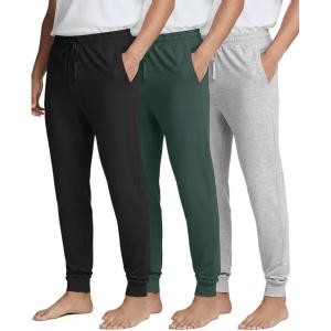 image:imageReal Essentials 3 Pack Mens Soft Lounge Sleep Joggers  Pajama Pants Drawstring amp Pockets Available in Big amp TallSet 1