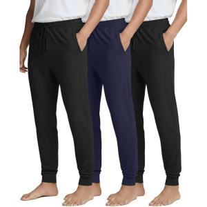 image:imageReal Essentials 3 Pack Mens Soft Lounge Sleep Joggers  Pajama Pants Drawstring amp Pockets Available in Big amp TallSet 12