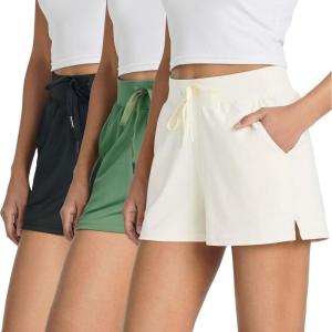 image:imageReal Essentials 3 Pack Womens Athletic Running Shorts  Hiking Gym Yoga Workout Casual Lounge with Pockets Plus AvailableSet 4