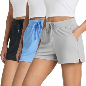 image:imageReal Essentials 3 Pack Womens Athletic Running Shorts  Hiking Gym Yoga Workout Casual Lounge with Pockets Plus AvailableSet 5