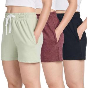 image:imageReal Essentials 3 Pack Womens Cotton French Terry Shorts Pockets  Casual Athletic Lounge Available in PlusSet 5
