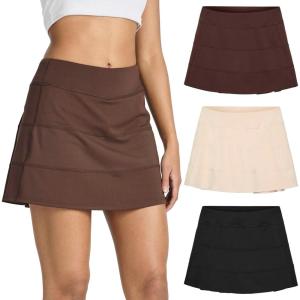 image:imageReal Essentials 3 PackWomens 14 Pleated Tennis Skorts Golf Skirt High Waisted Athletic Running Casual Shorts with PocketsSet 2