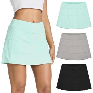 image:imageReal Essentials 3 PackWomens 14 Pleated Tennis Skorts Golf Skirt High Waisted Athletic Running Casual Shorts with PocketsSet 7
