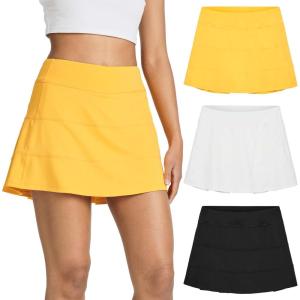image:imageReal Essentials 3 PackWomens 14 Pleated Tennis Skorts Golf Skirt High Waisted Athletic Running Casual Shorts with PocketsSet 8