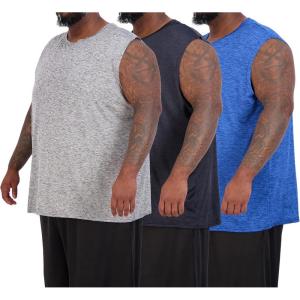 image:imageReal Essentials 3 amp 5 PackMens Dry Fit Workout Running Tank Top Gym Sleeveless Muscle Athletic Shirt Big amp Tall AvailableBig  Tall  Set G