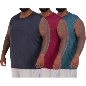 image:imageReal Essentials 3 amp 5 PackMens Dry Fit Workout Running Tank Top Gym Sleeveless Muscle Athletic Shirt Big amp Tall AvailableBig  Tall  Set a